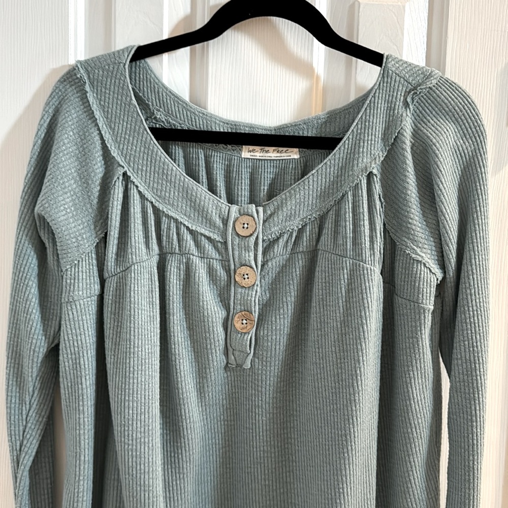 Free People We the Free Henley Waffle Knit Thermal Top - Picture 3 of 11